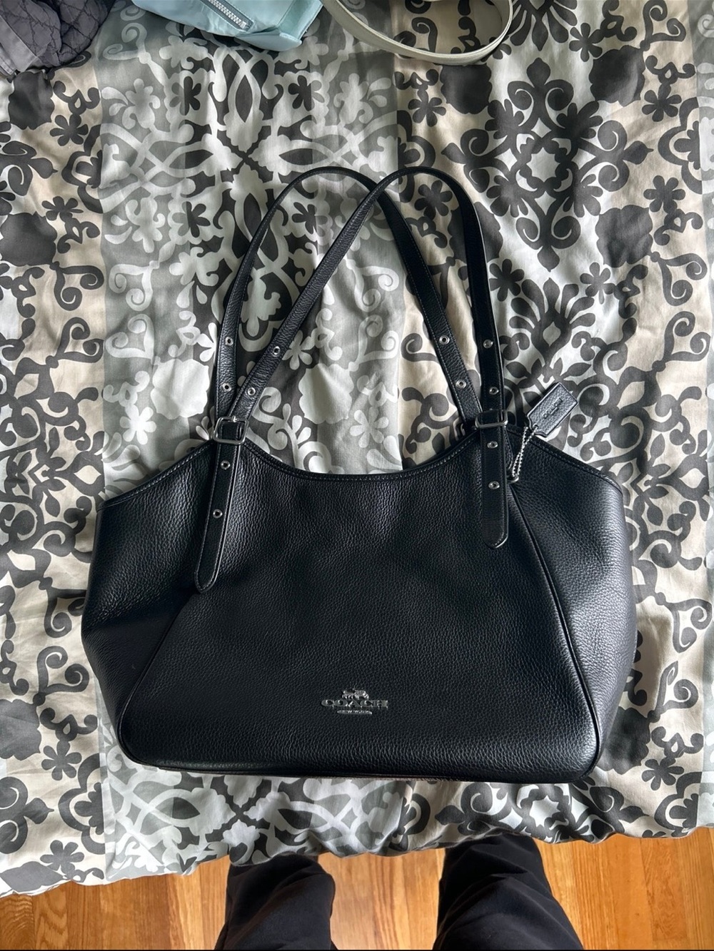 Coach Black Pebbled Leather Shoulder Tote